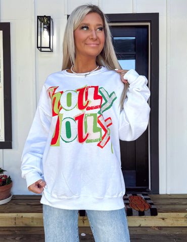 Scrap Book Jolly Jingle Time Graphic Crewneck Top