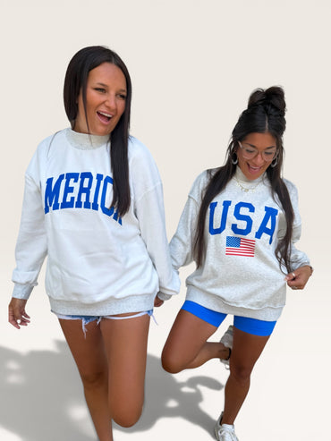 Mock Neck Reversible USA/America Graphic Sweatshirt