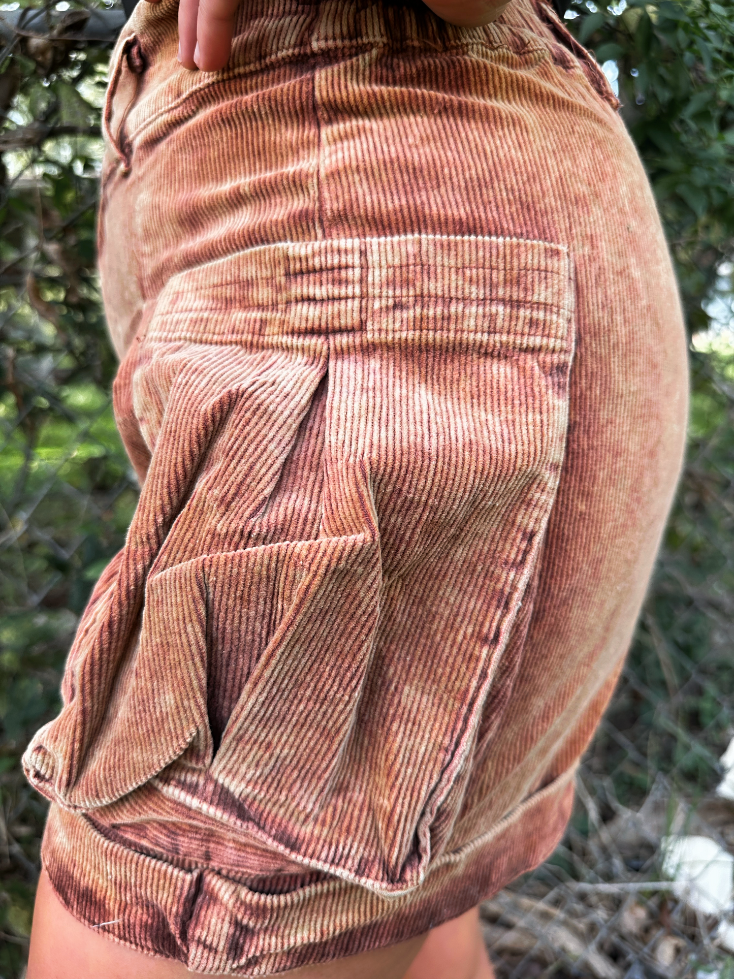 Brown Vintage Wash Corded Shorts