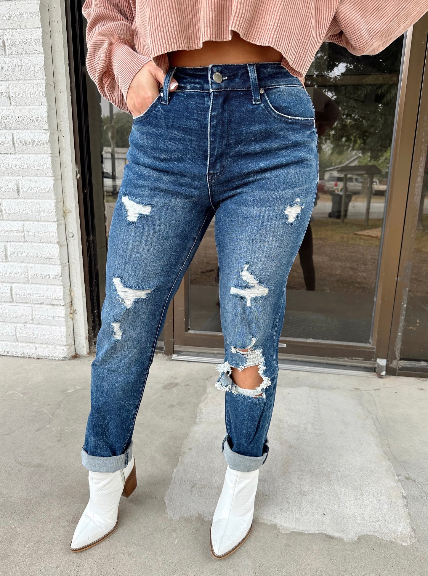 Nessa distressed mom Denim