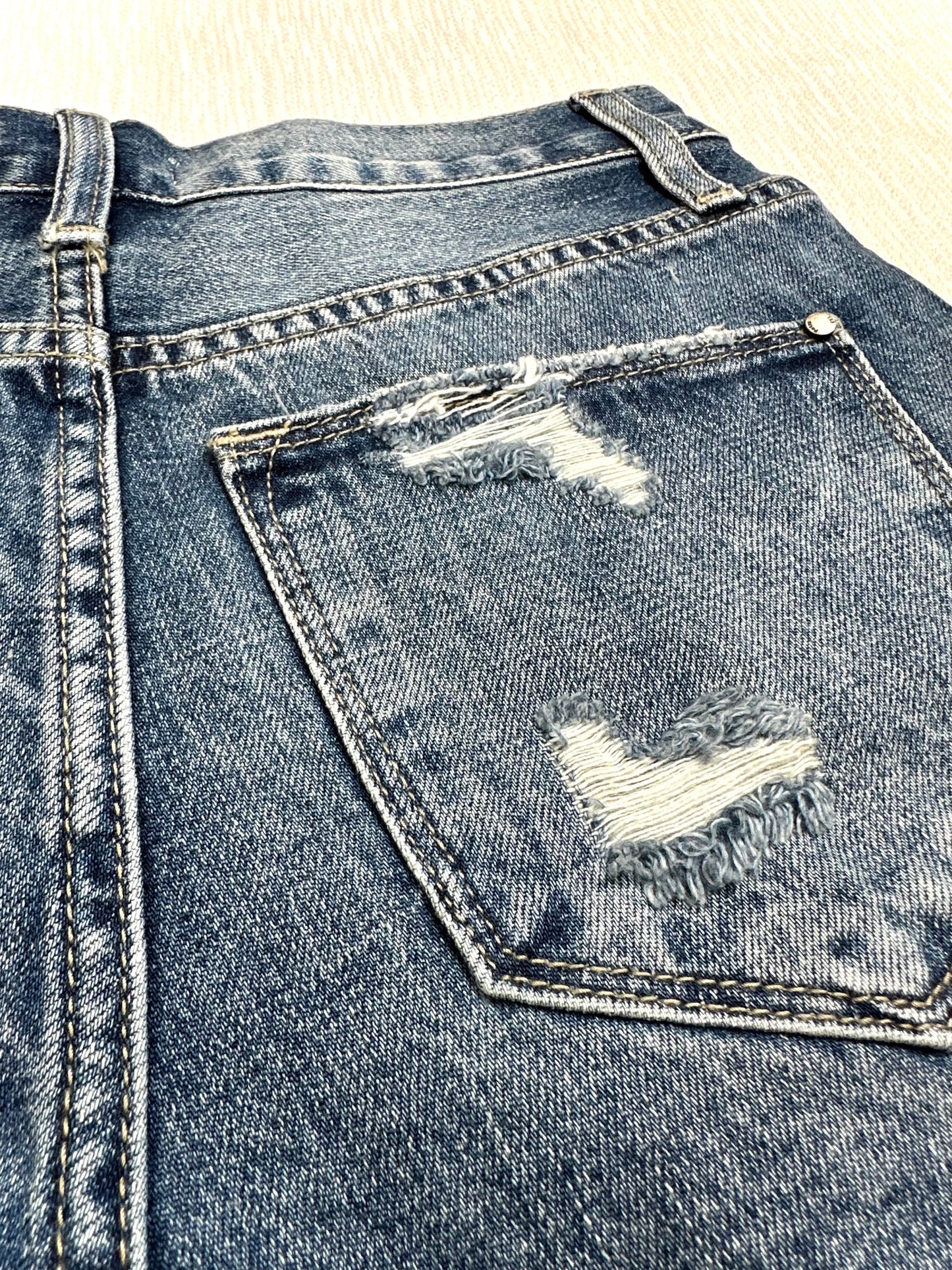 Alyssa High Rise Distressed Denim Shorts