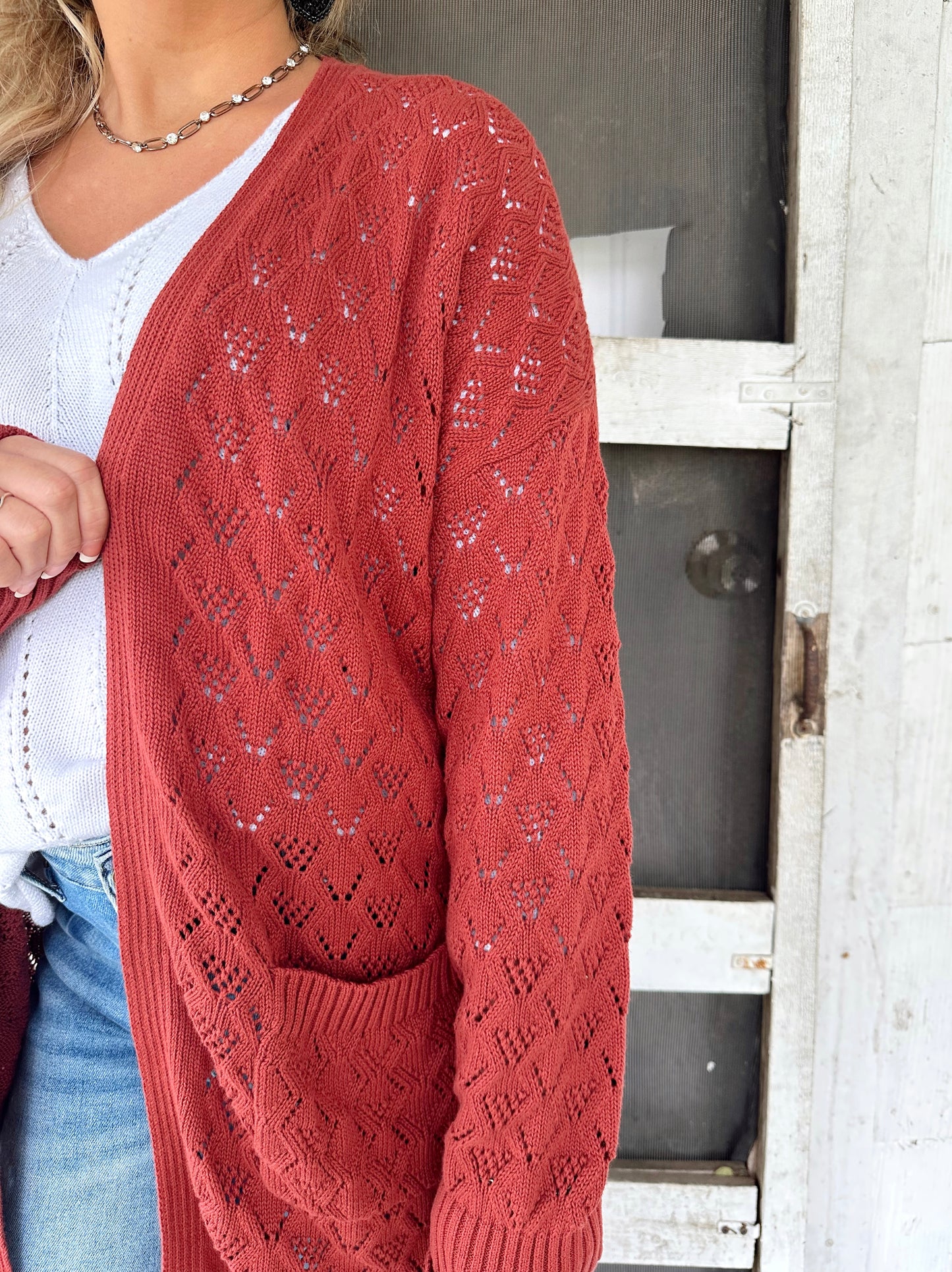 Maroon Lets Be Together Cardigan