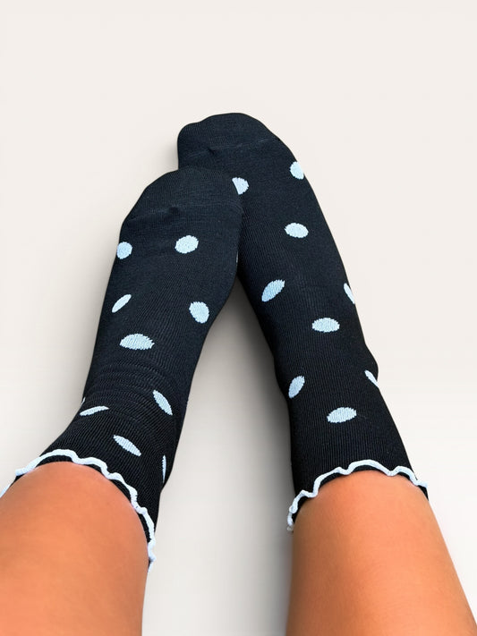 Ruffled Polka Dot Crew Socks