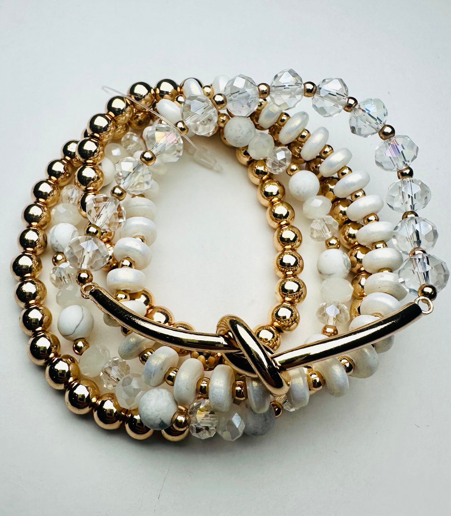 Classic Knot Gold & White Bracelet Set