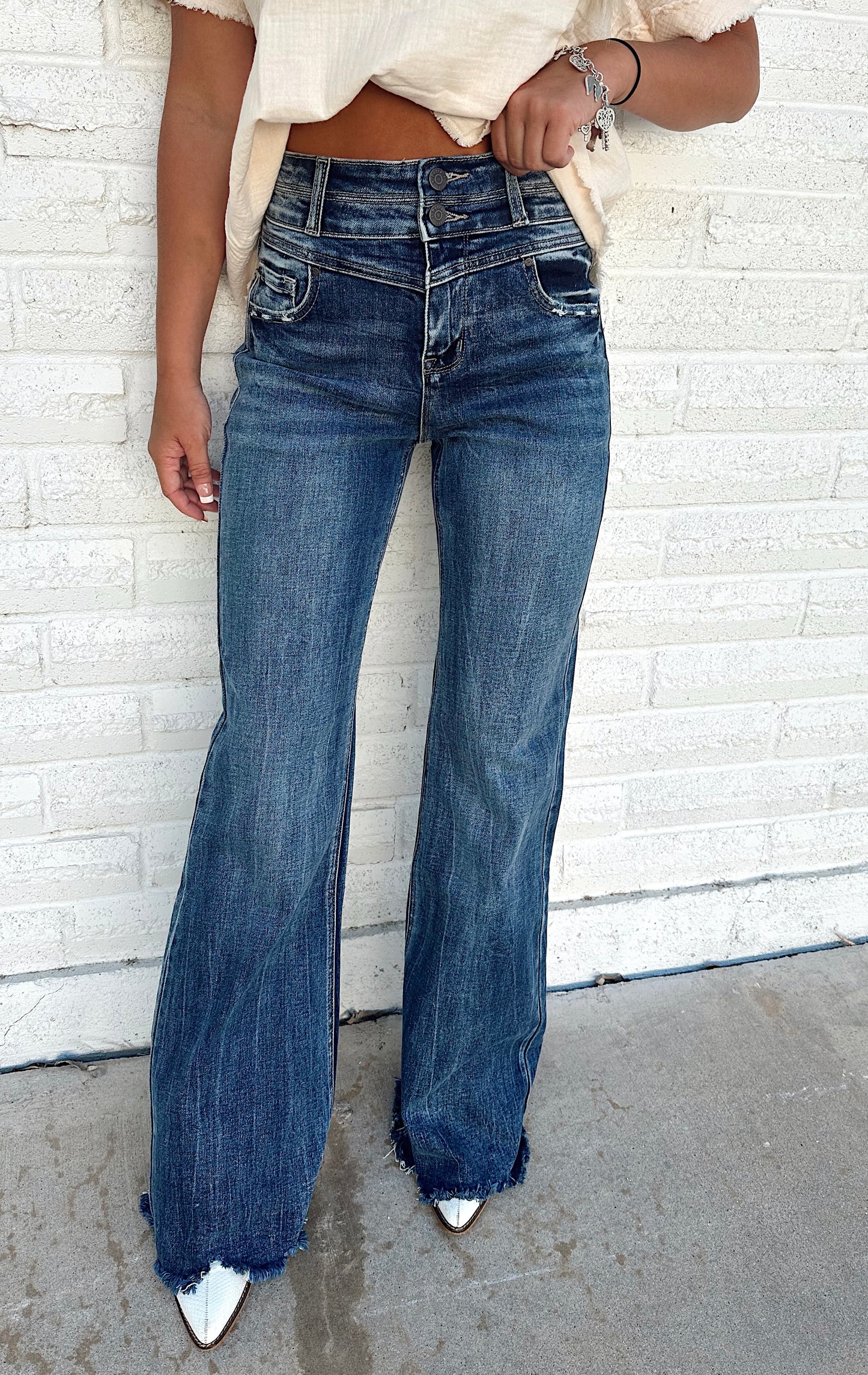 Charlie Dark Wash Wide Leg Fare Jeans