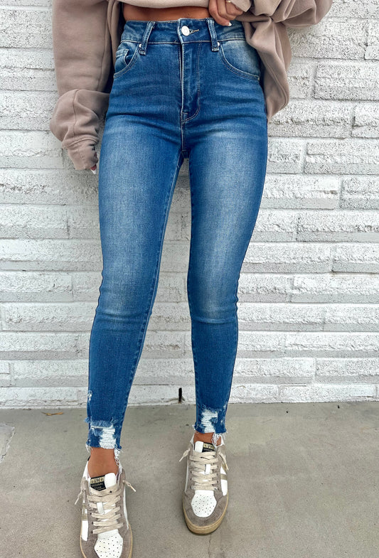 Dawson Denim Distressed Hem Skinny Jeans