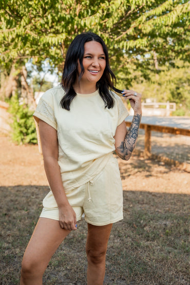 Sunny Eyelet Short Sleeve Set