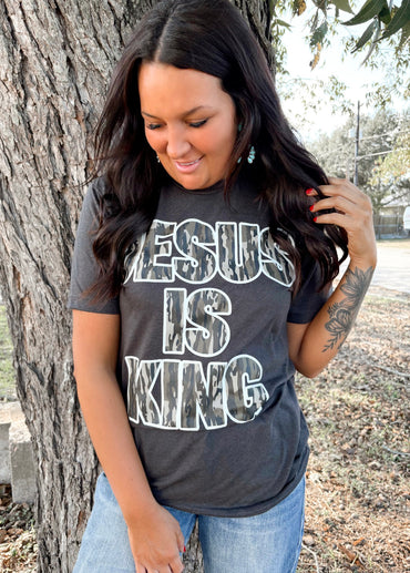 Jesus Is King Camo Graphic T-shirt