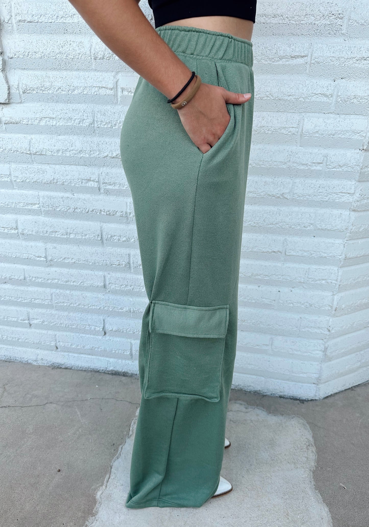 Solid Cargo Flare Sweatpants