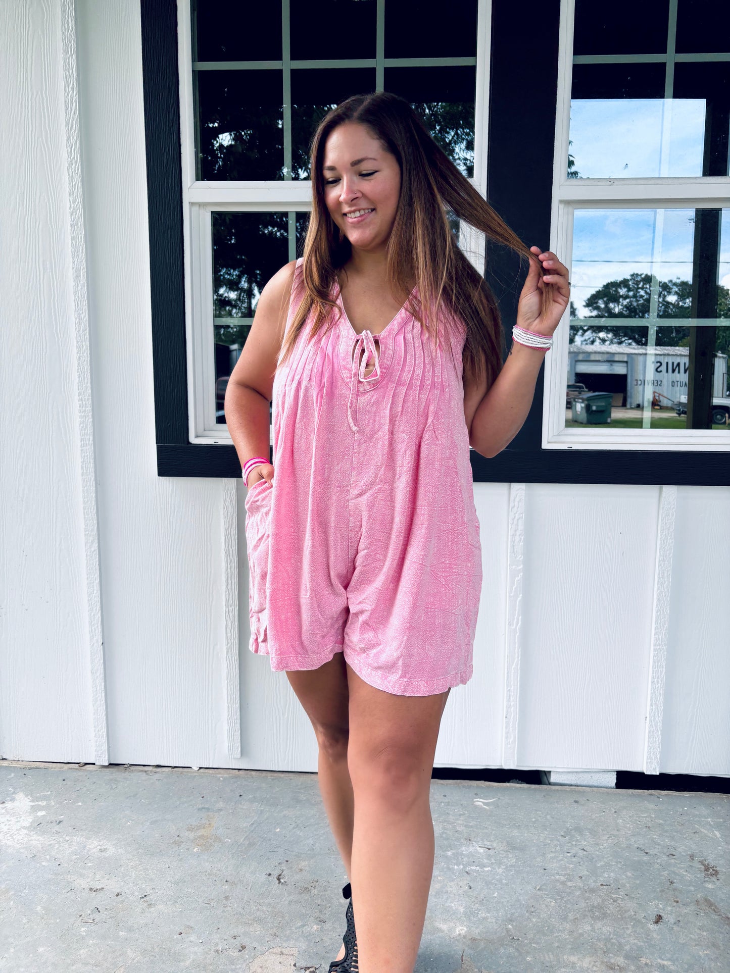 Misguided Intentions Acid Washed Romper