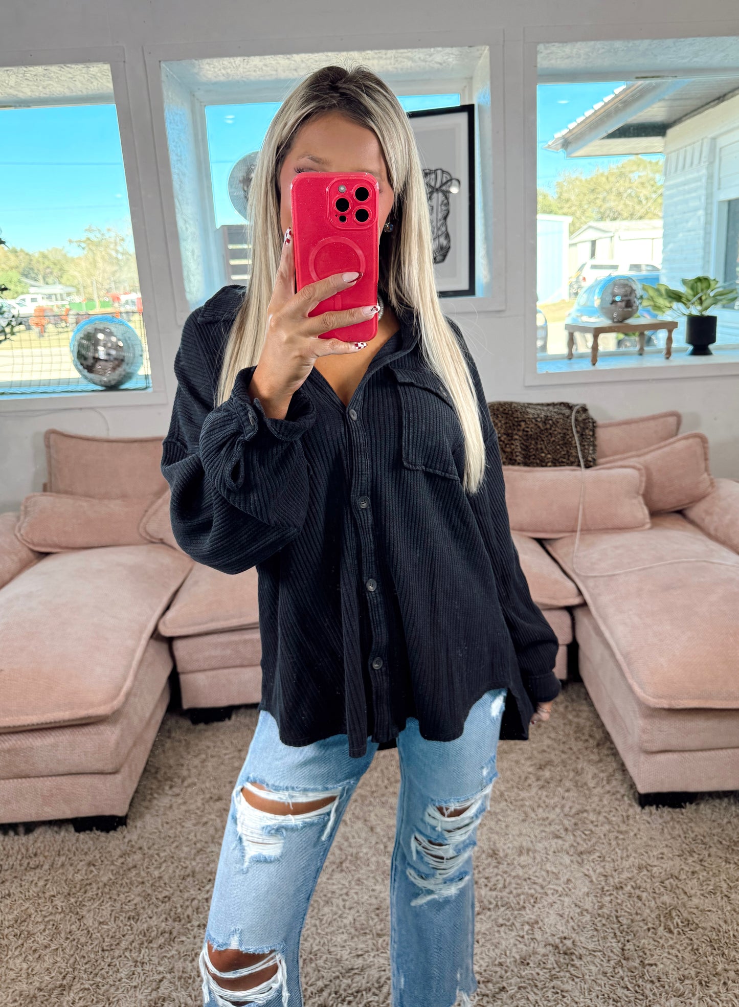 Harvest Ridge Mineral Washed Corduroy Shacket Top