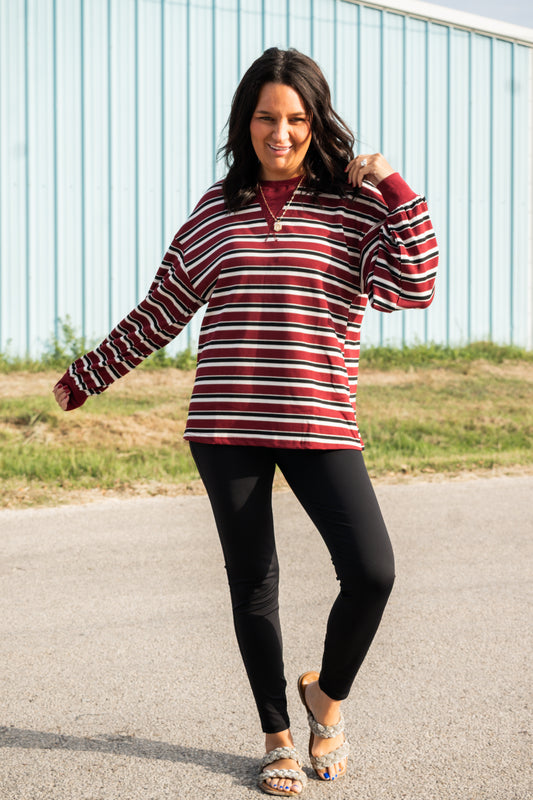 Bold & Beautiful Stripe Drop Shoulder Top