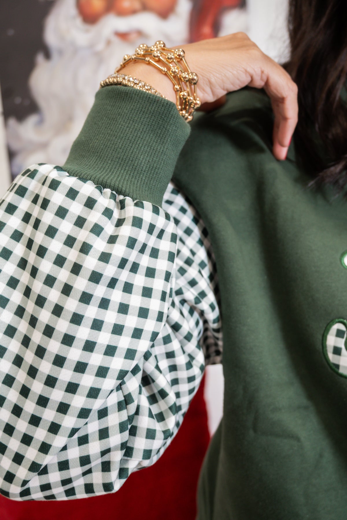 JOLLY Gingham Mock Neck Sweatshirt