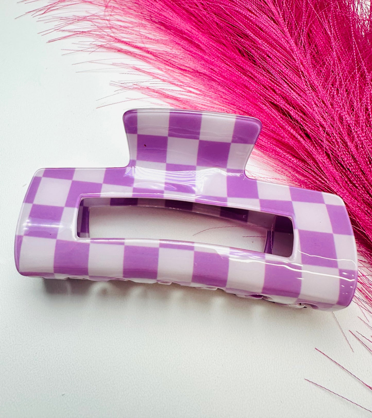 Checkered Print Mega Hold Claw Clip