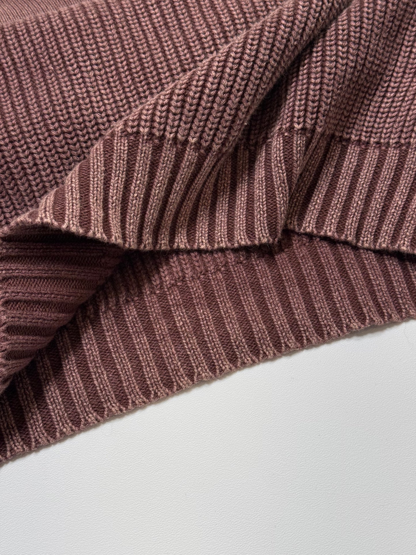 Brown Mineral Wash Knit Button Sweater