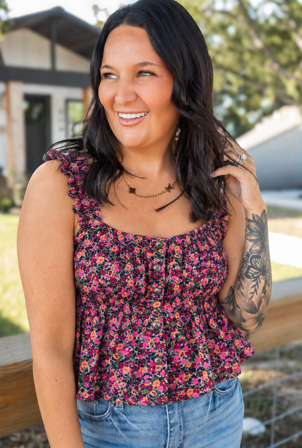 Roses In Bloom Smocked Tank Top
