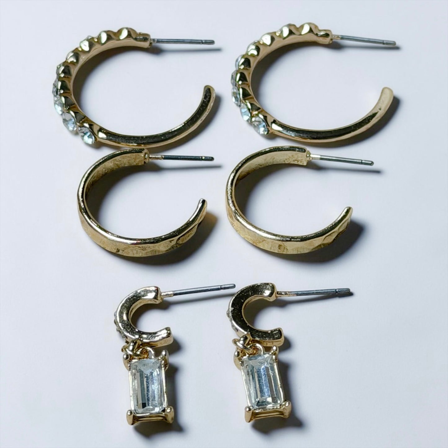 Dangle Crystal Glam Trio Earing Set