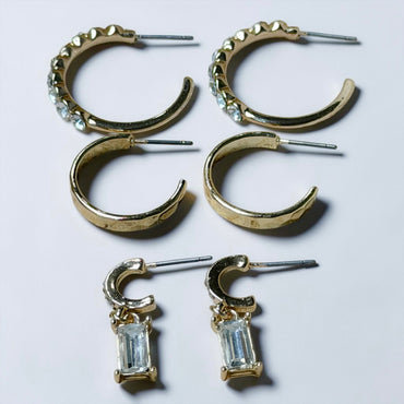 Dangle Crystal Glam Trio Earing Set