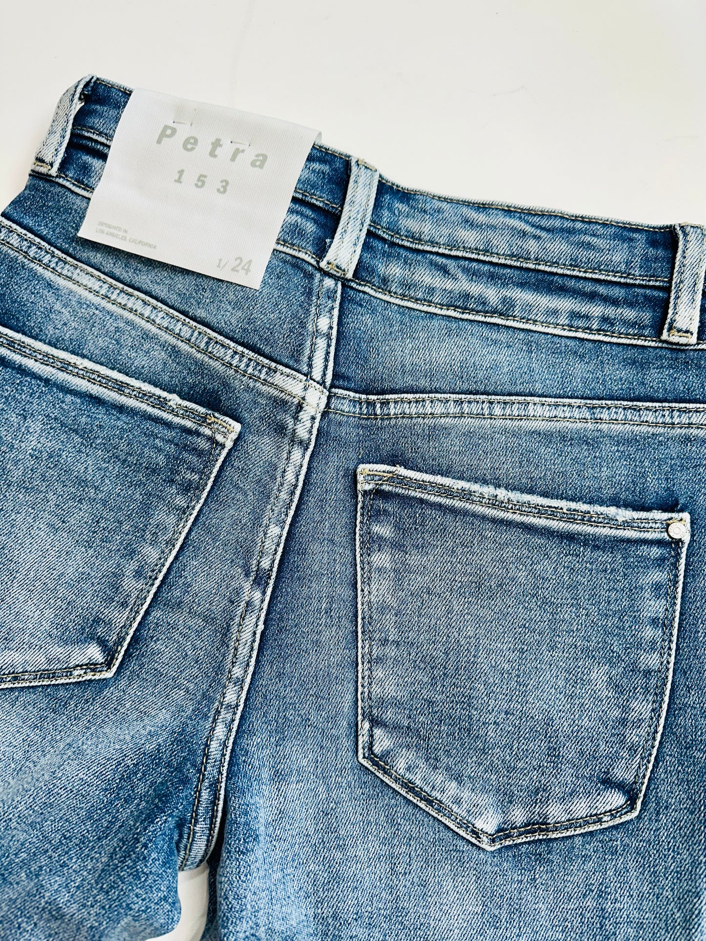 Dana Double Button Distressed High Rise Jeans