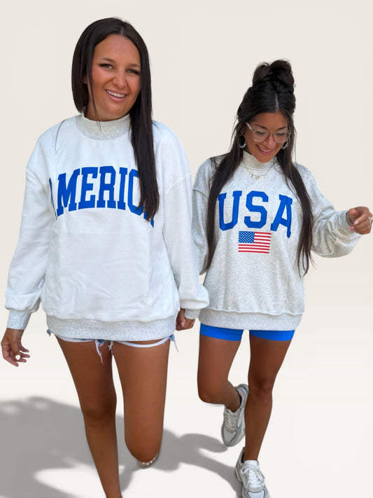 Mock Neck Reversible USA/America Graphic Sweatshirt