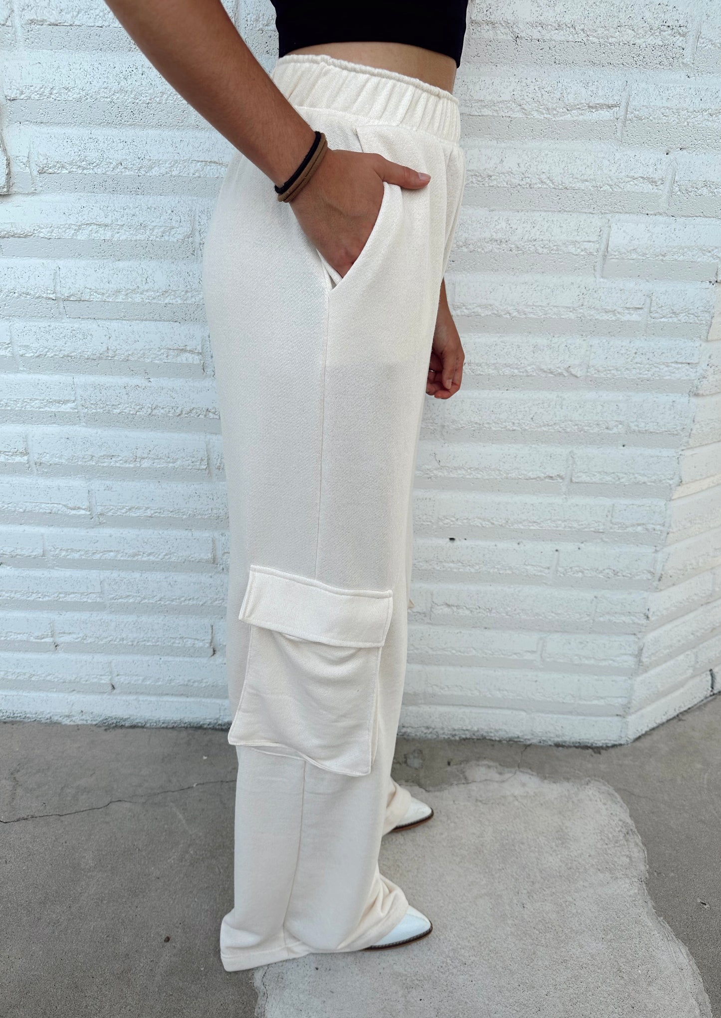Solid Cargo Flare Sweatpants