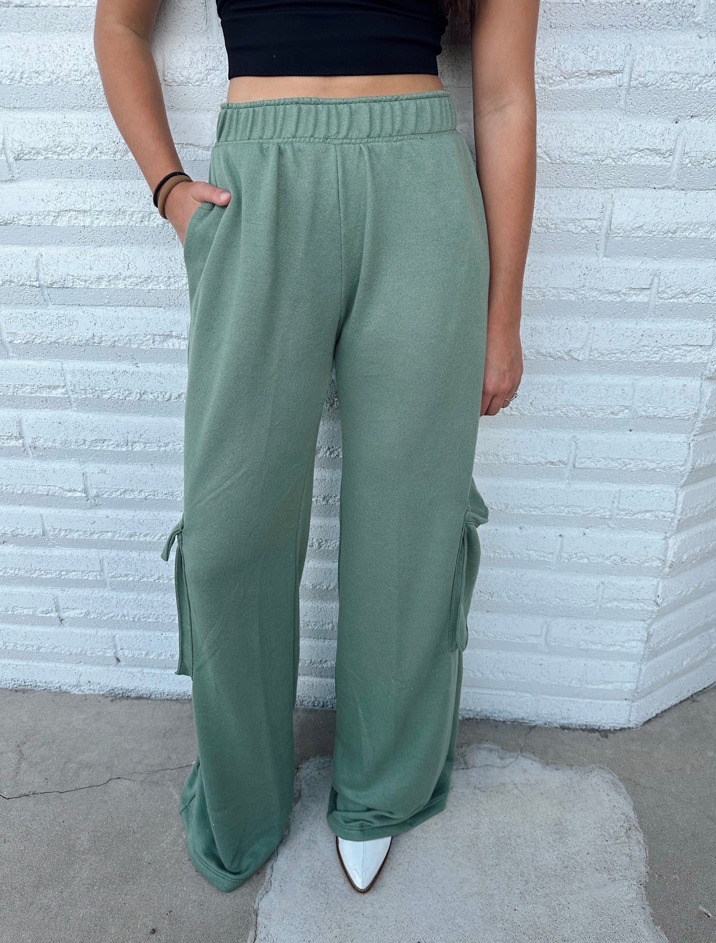 Solid Cargo Flare Sweatpants