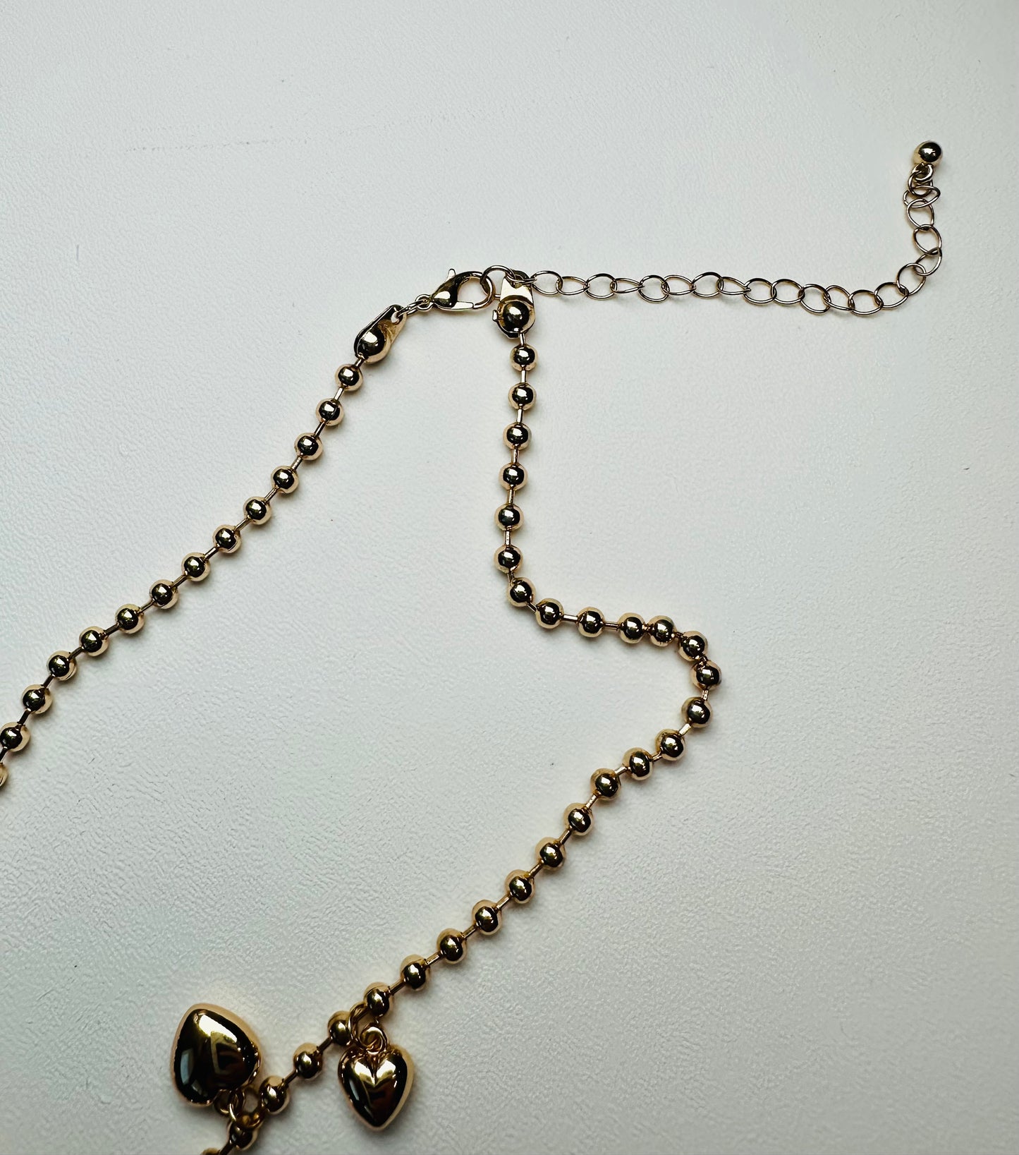 Puffy Heart Ball Chain Charm Necklace