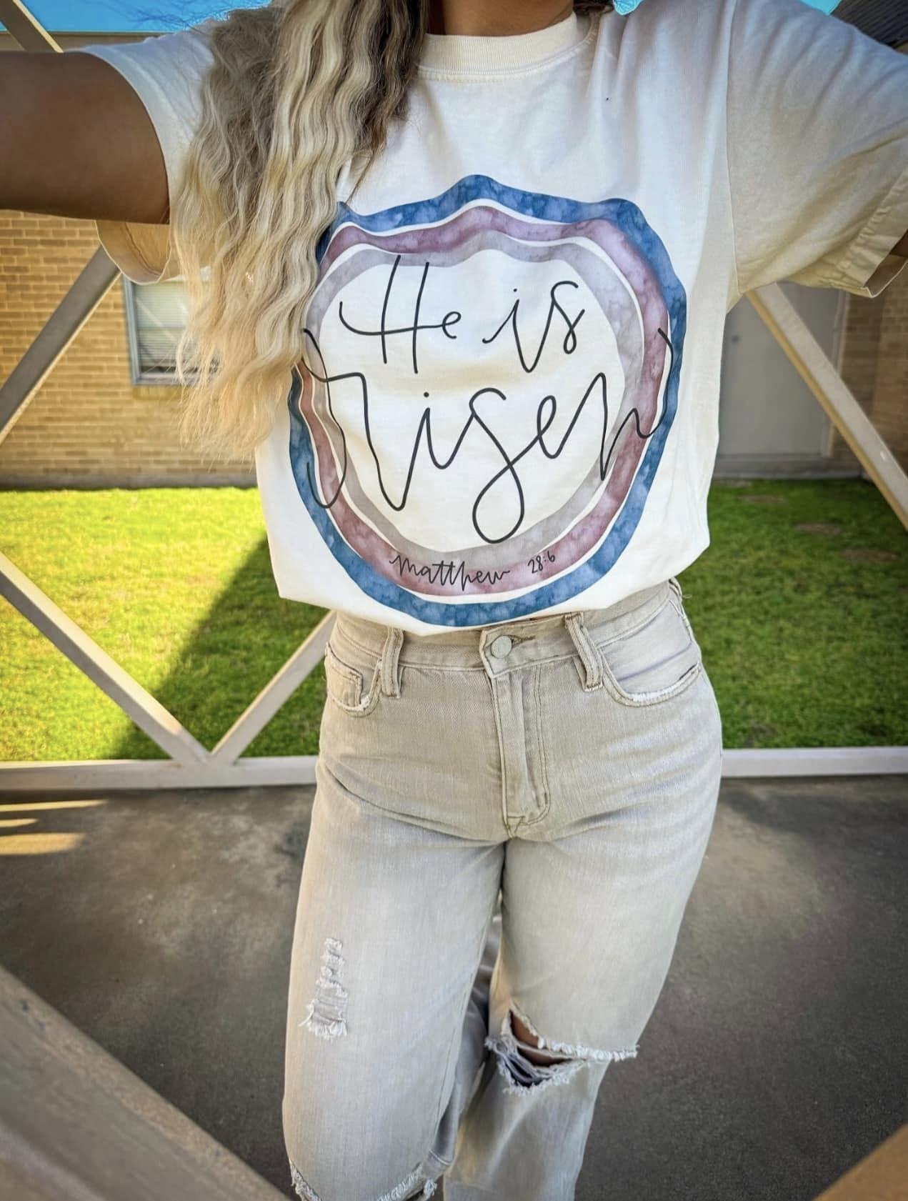 He Is Risen Cream Graphic Tshirt