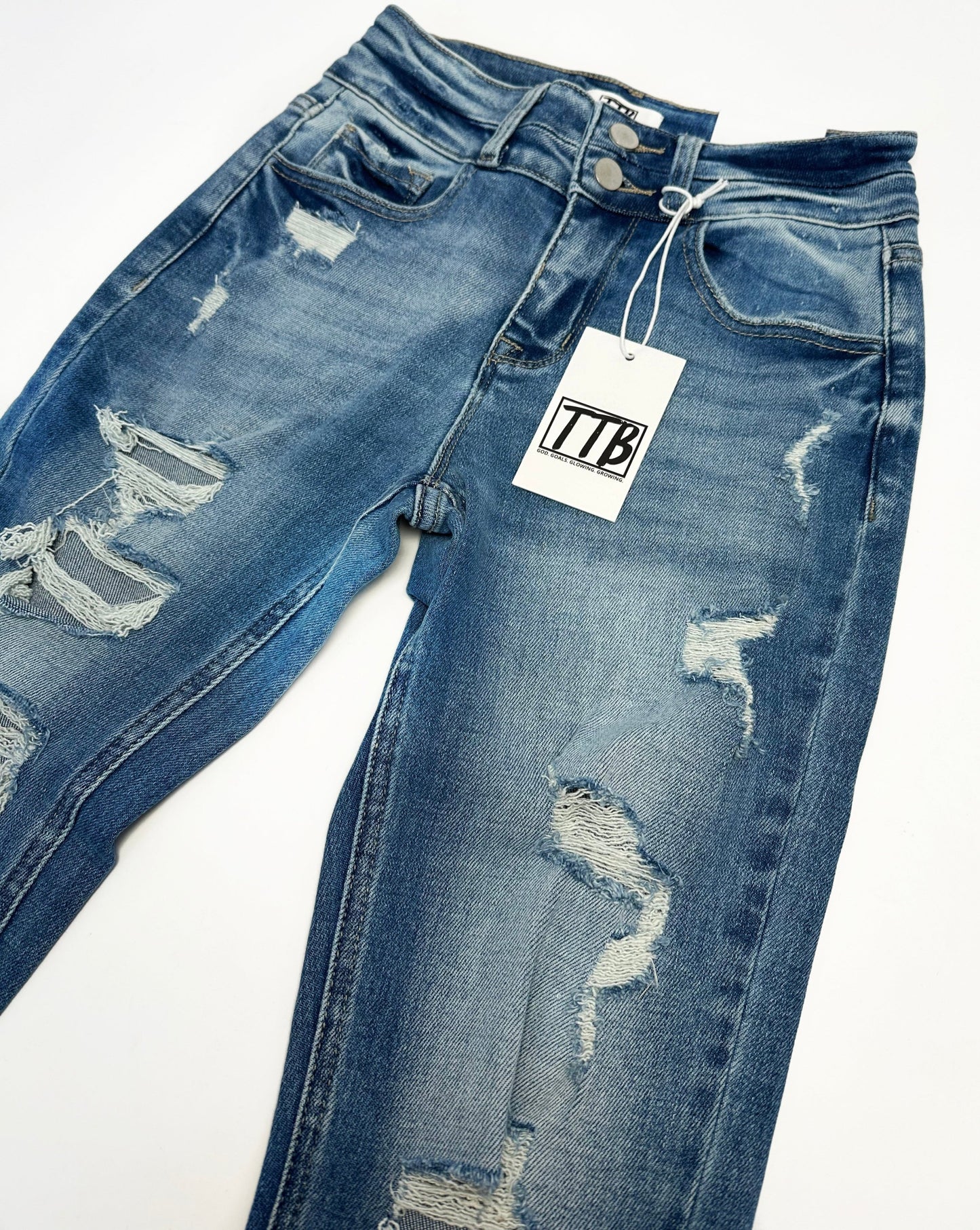 LIGHT WASH Route 507 Milestone Distressed Denim Flare Jeans
