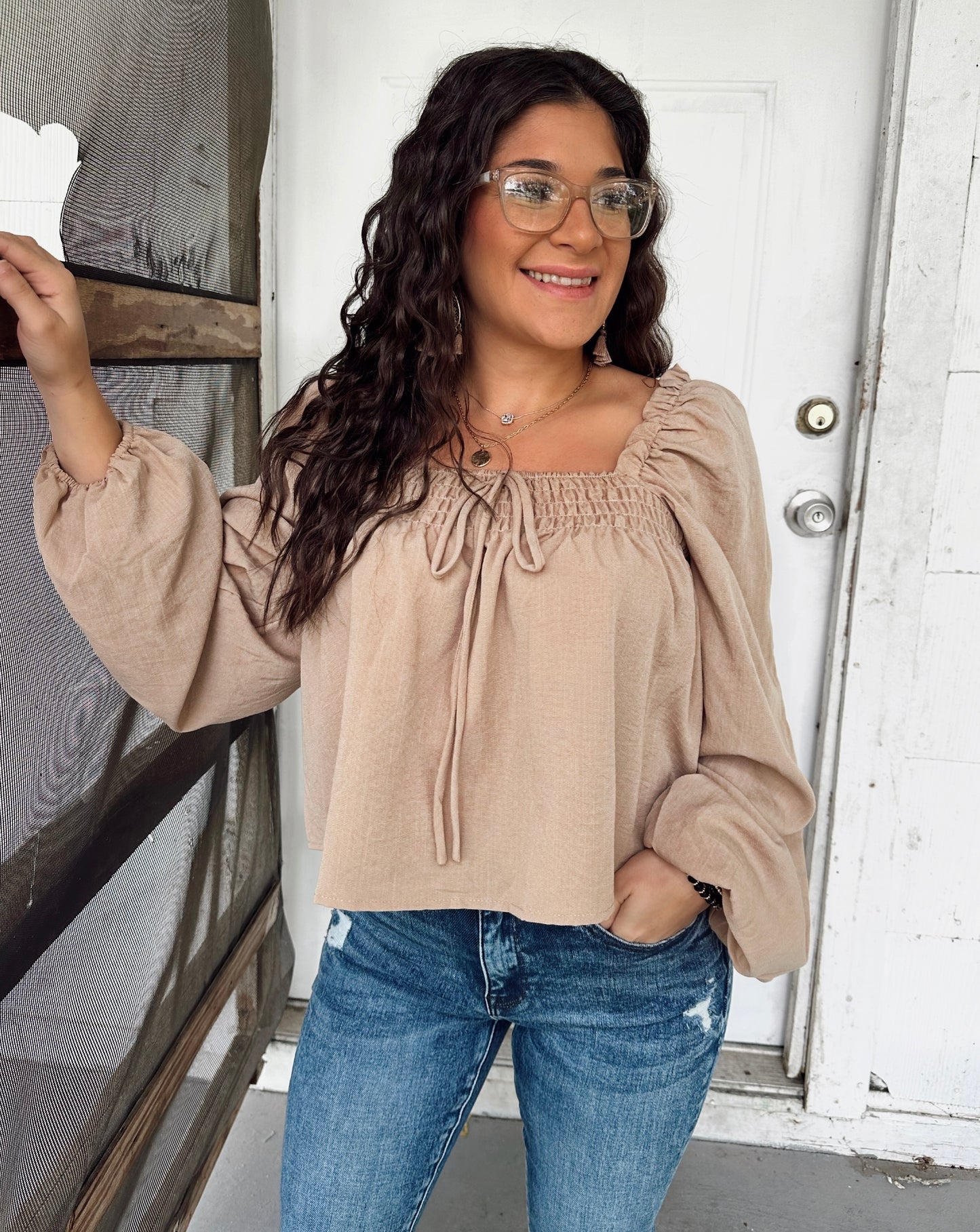 Right Next to you Brown Blouse Top
