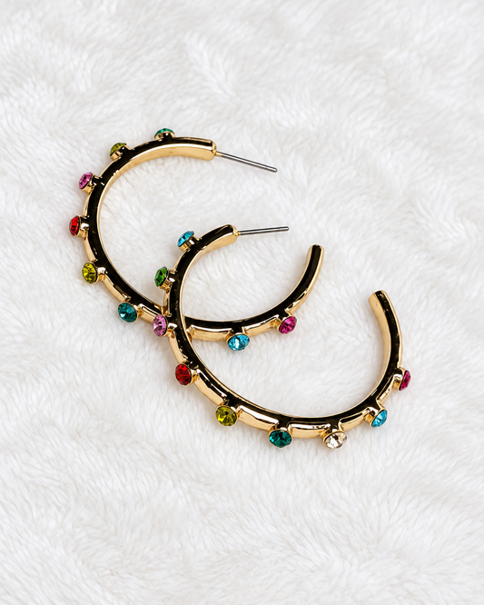 Golden Confetti Hoop Earrings