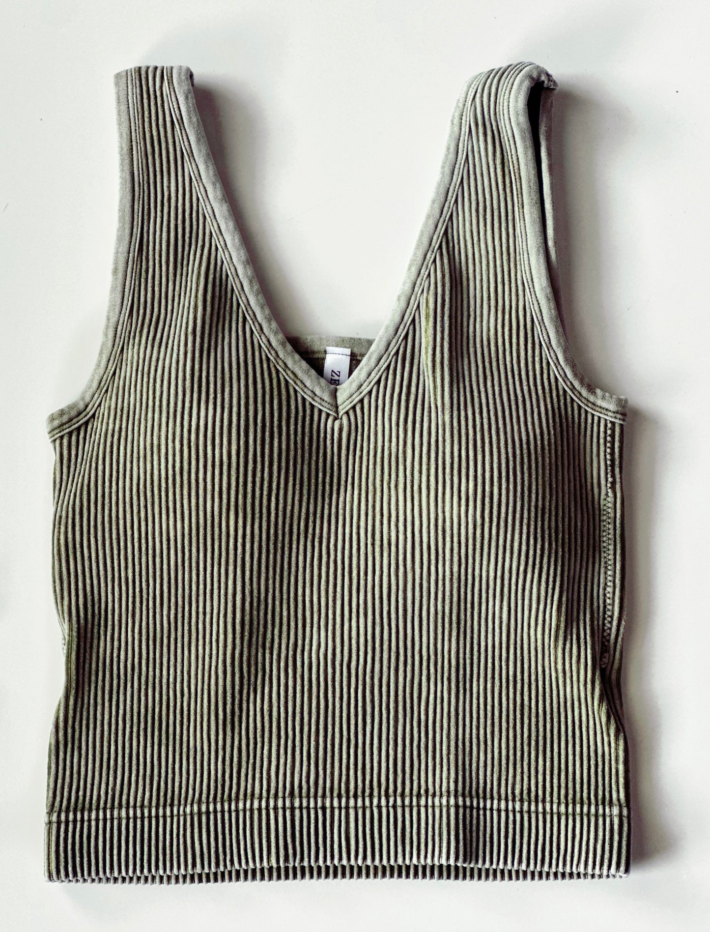 Ribbed Wash Padded Tank Tops