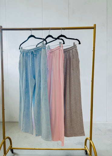 Washed Comfort Wide‑Leg Jogger Pants