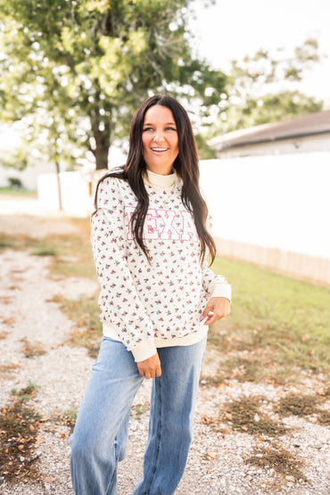 TEXAS Rose Mock Neck Sweatshirt