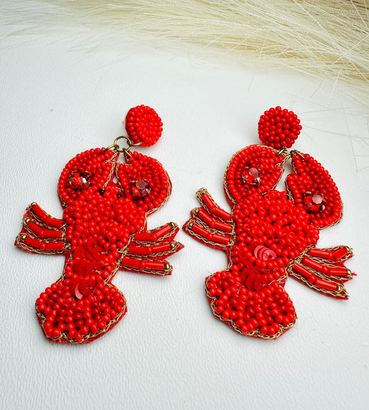 Beaded Crawfish Iconic Stud Earrings