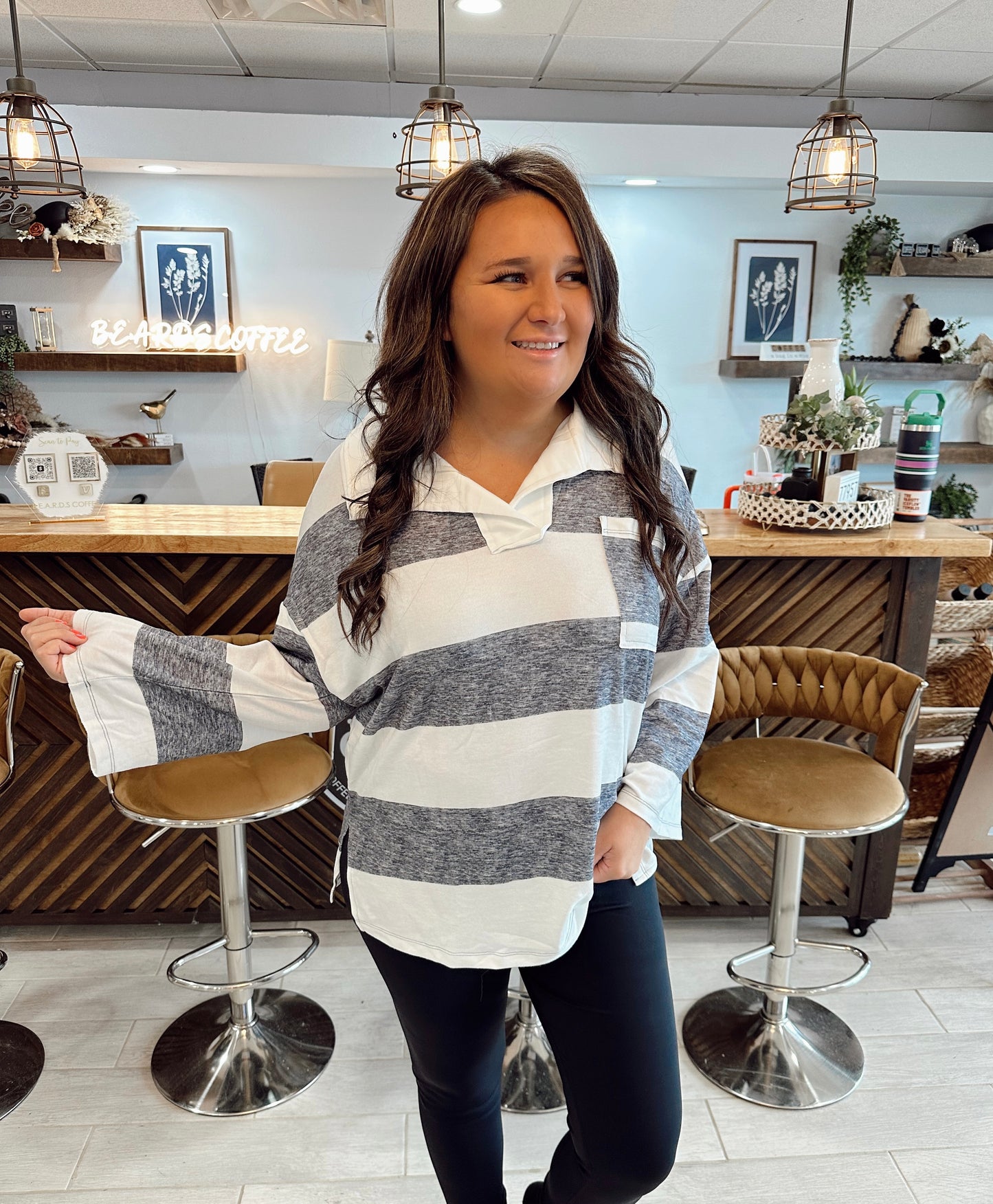 Collins Oversized collard Long Sleeve Top