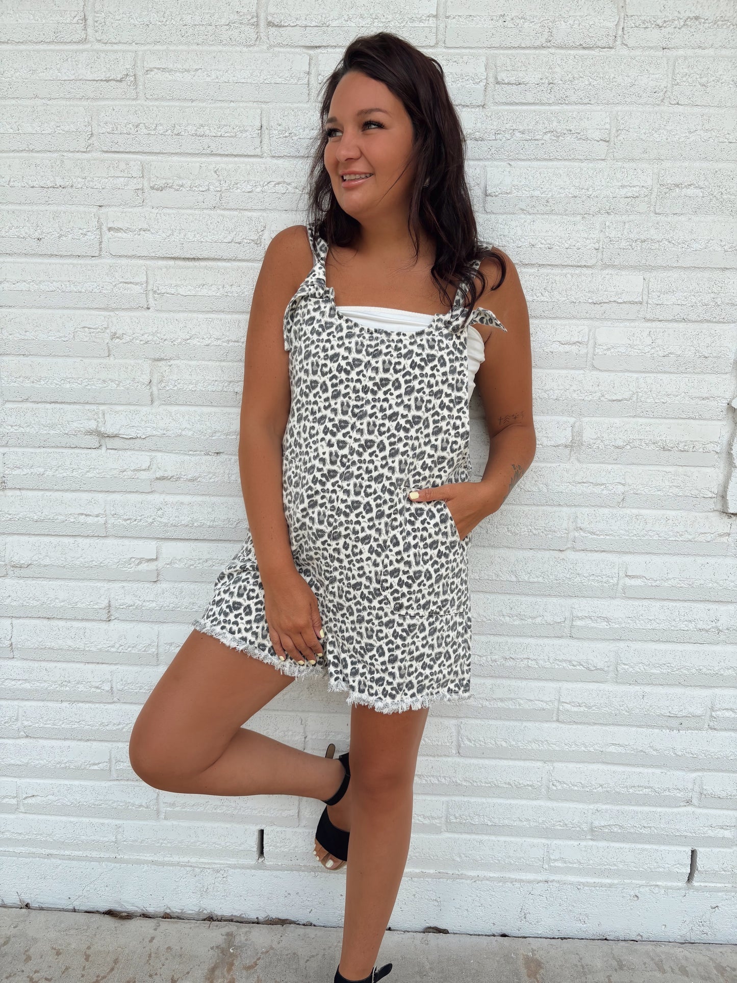 Out For The Night Cheetah Denim Romper