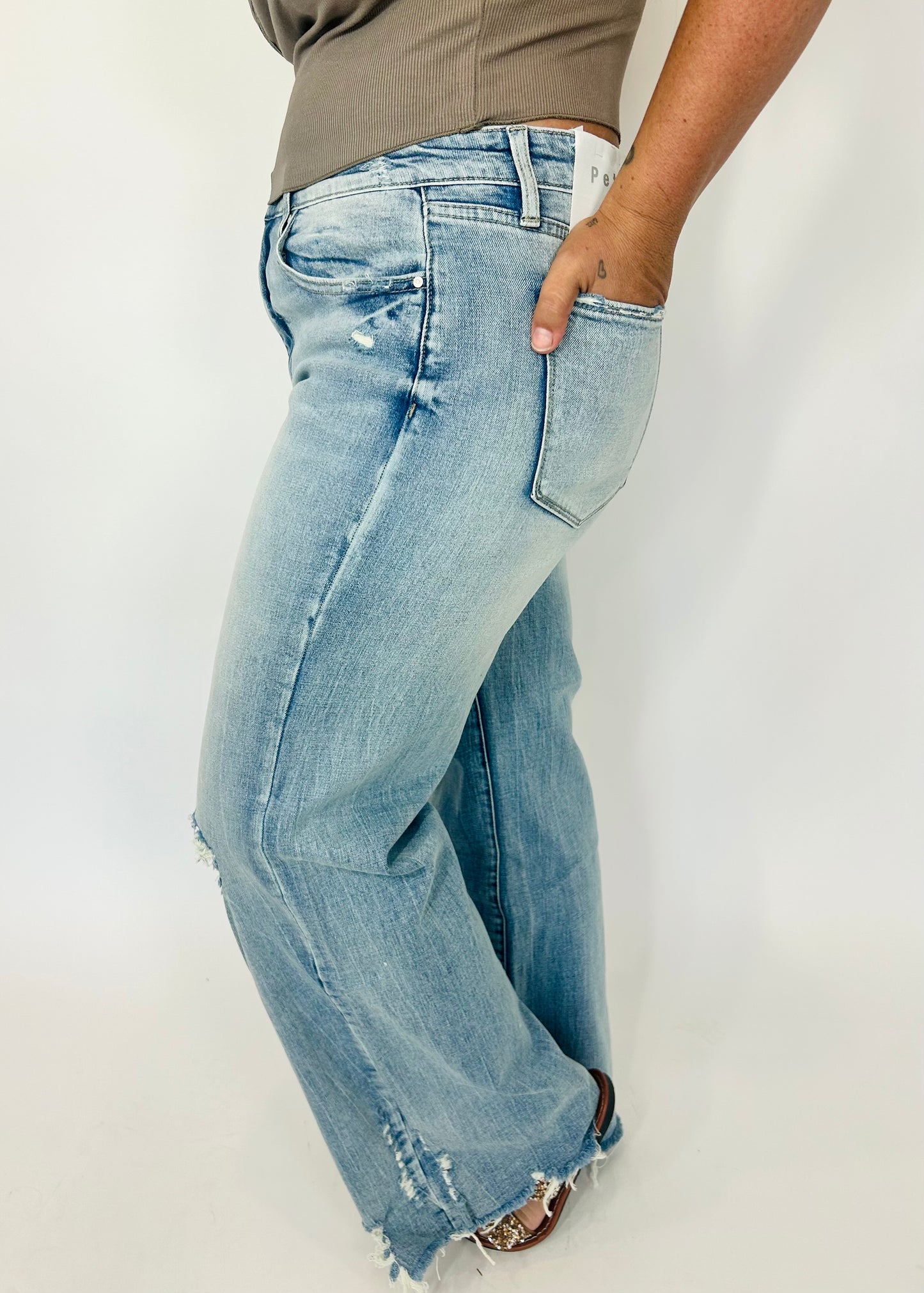 Lila Mae Distressed Vintage Flare Jeans