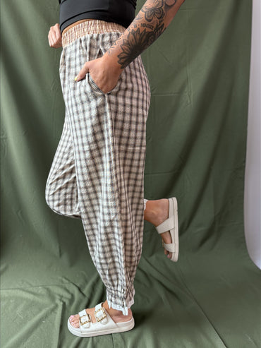 Cozy Checkmate Balloon Pants