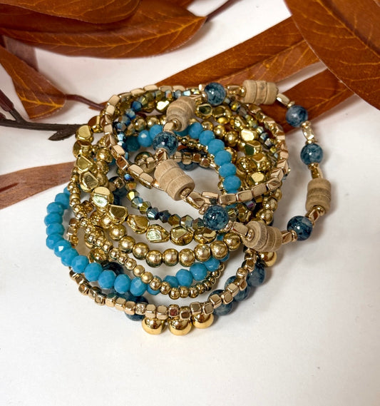 Golden Boho Layered Bangle Bracelet Set