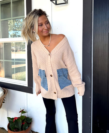 Patch And Thread Open Cardigan Top