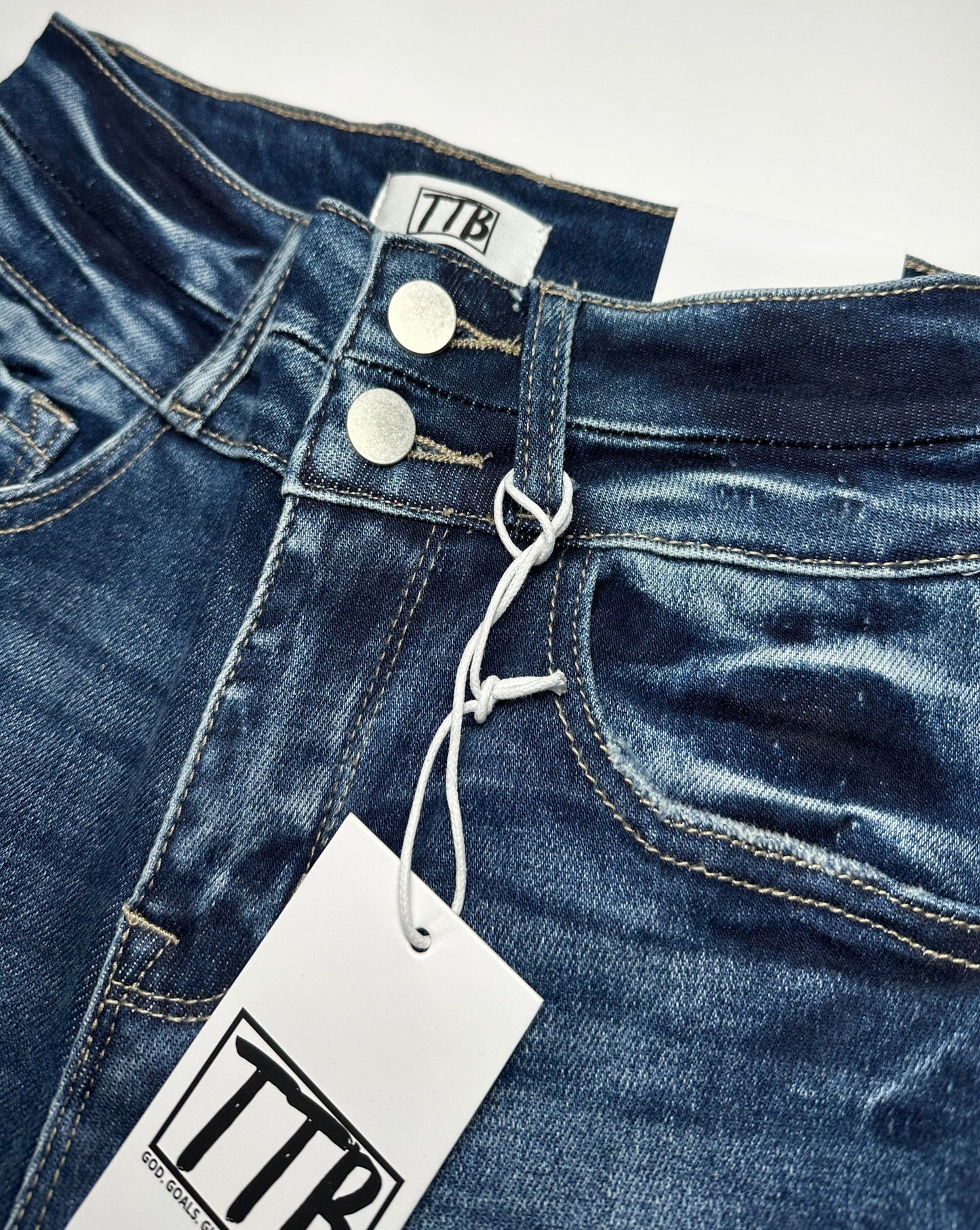 DARK WASH Route 507 Milestone Distressed Denim Flare Jeans