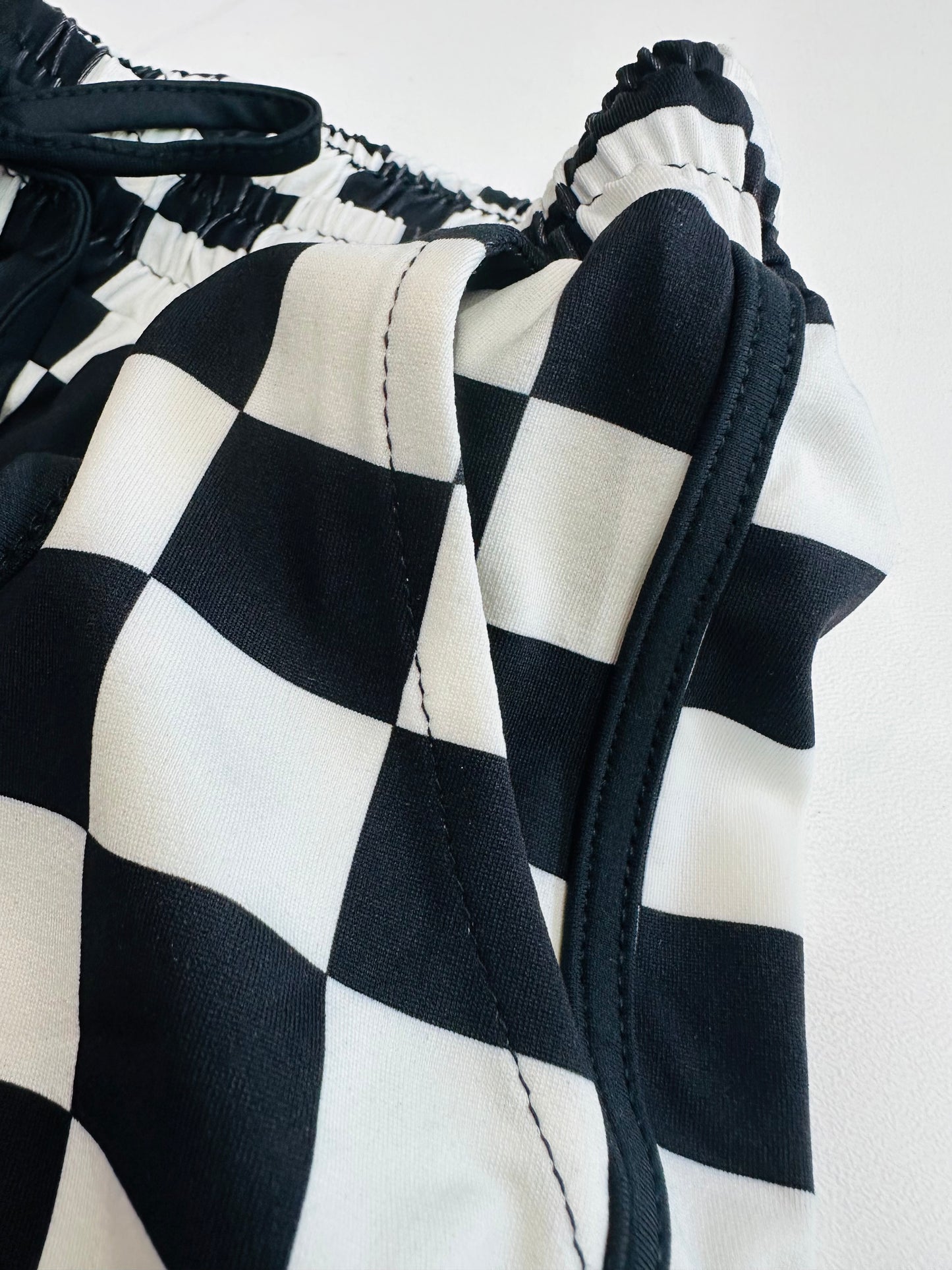 Make A Change Checkered Drawstring Shorts