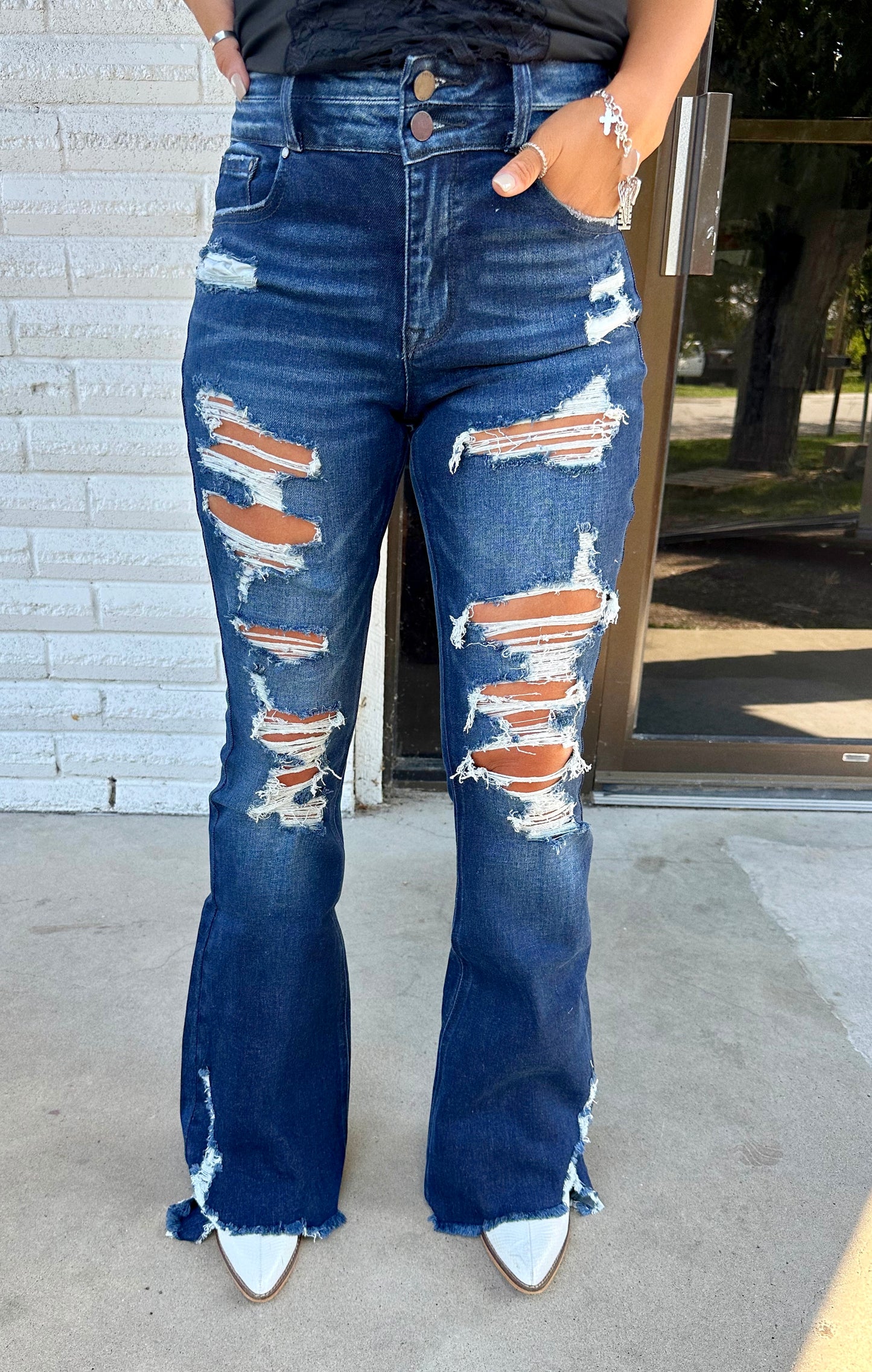 Maylee Distress Denim Jeans