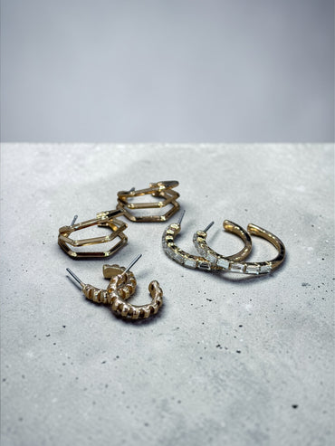 Geo Hoop Trio Earring Set