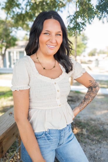 Penelope Smocked Blouse Top