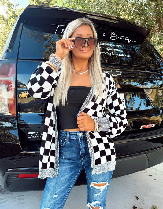 Check You Later Black Cardigan