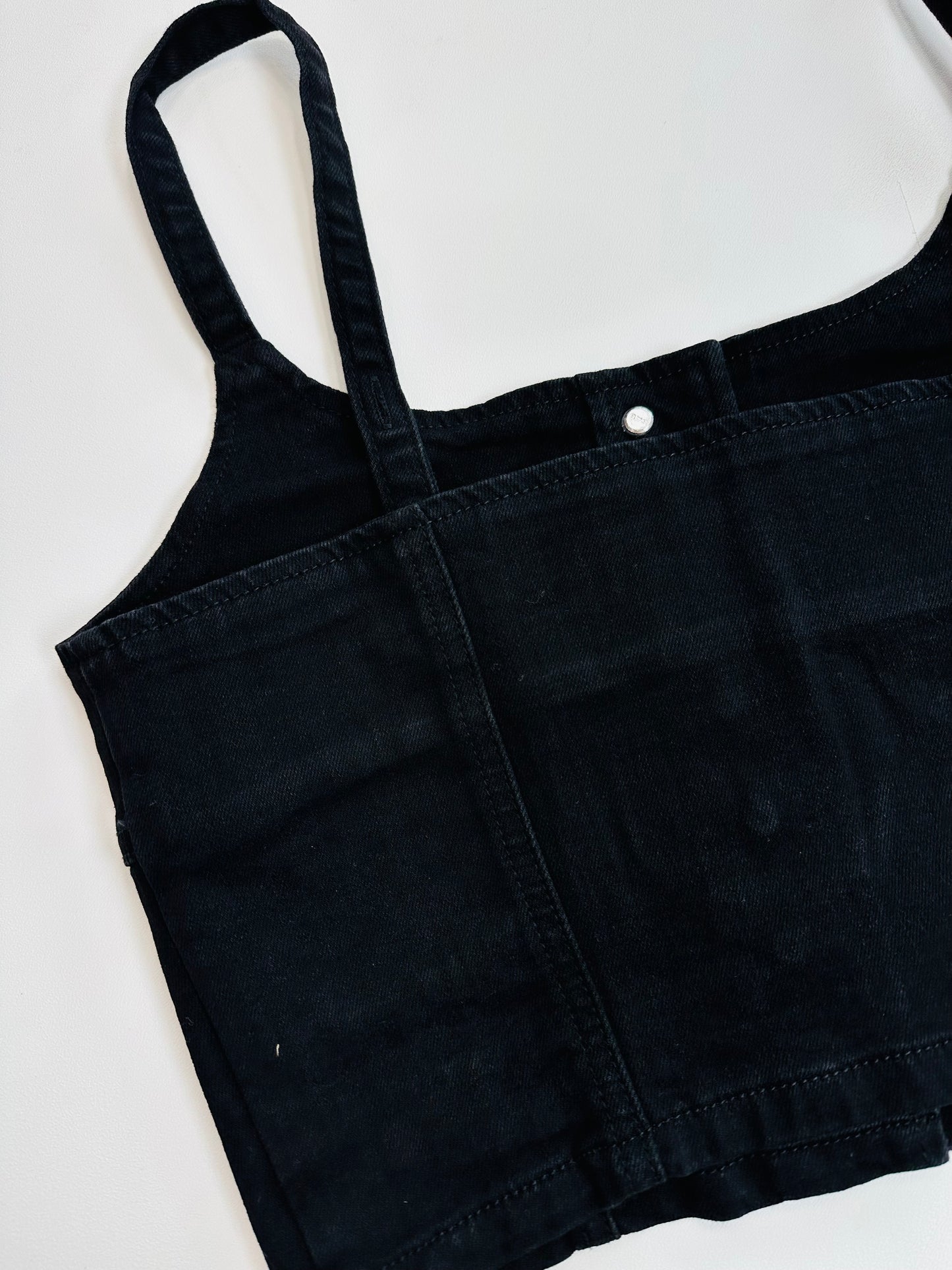Let The Night Roll Denim Crop Vest Top