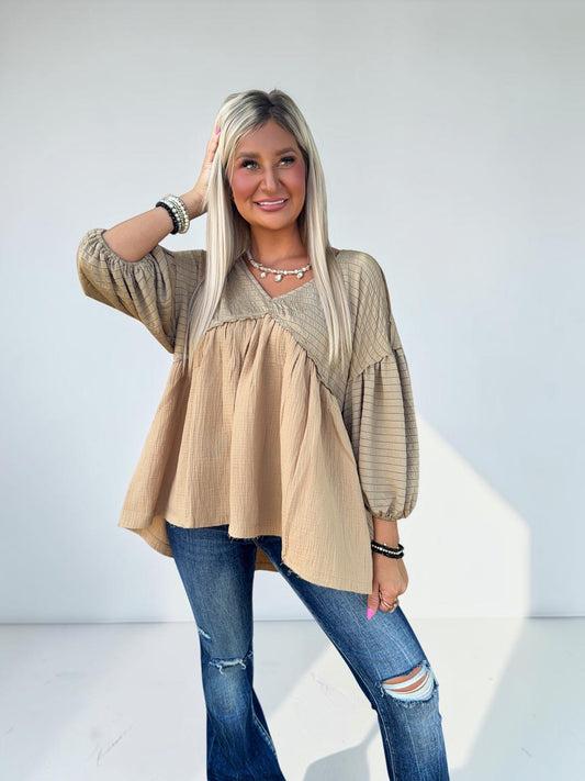 Cream Flow Baby Doll Blouse
