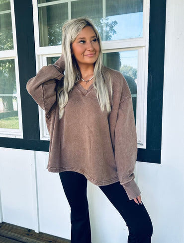 Raw Intentions Oversized V-Neck Sweater Top